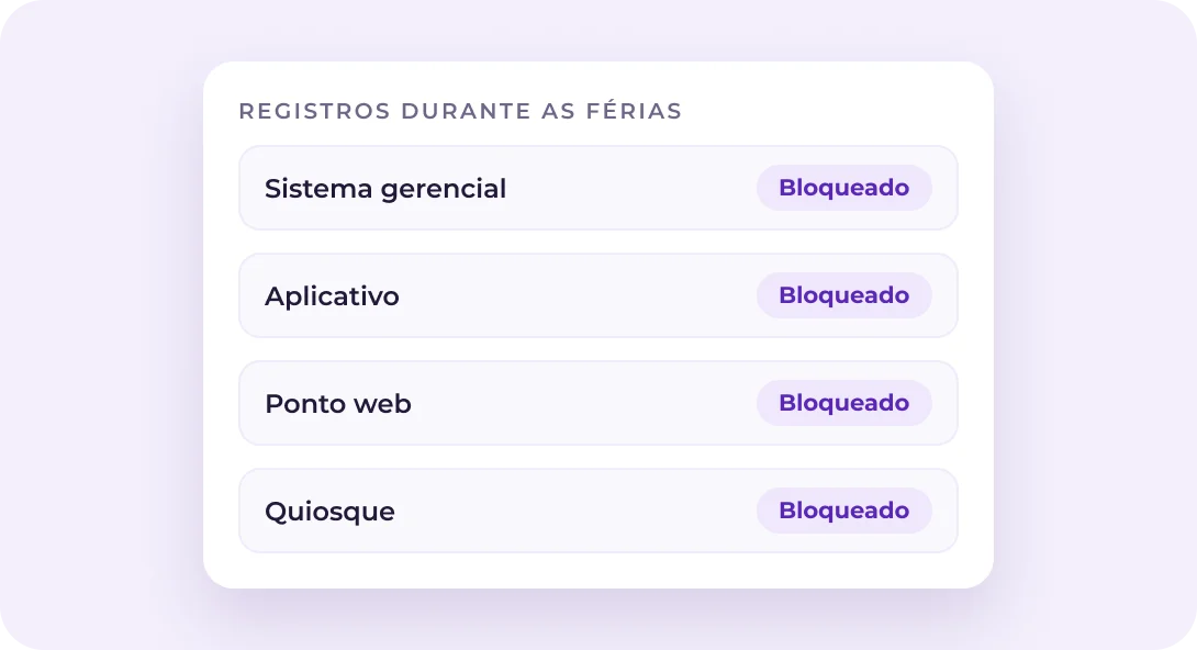 Registros de ponto bloqueados durante as férias