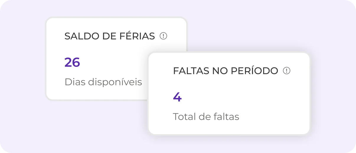 Cartões de saldo de férias e faltas no período