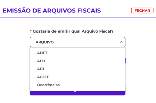Emissão de arquivos fiscais
