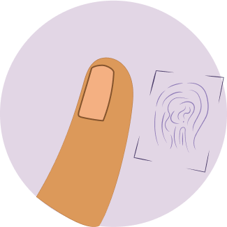 Biometria digital ou por voz no ponto digital.
