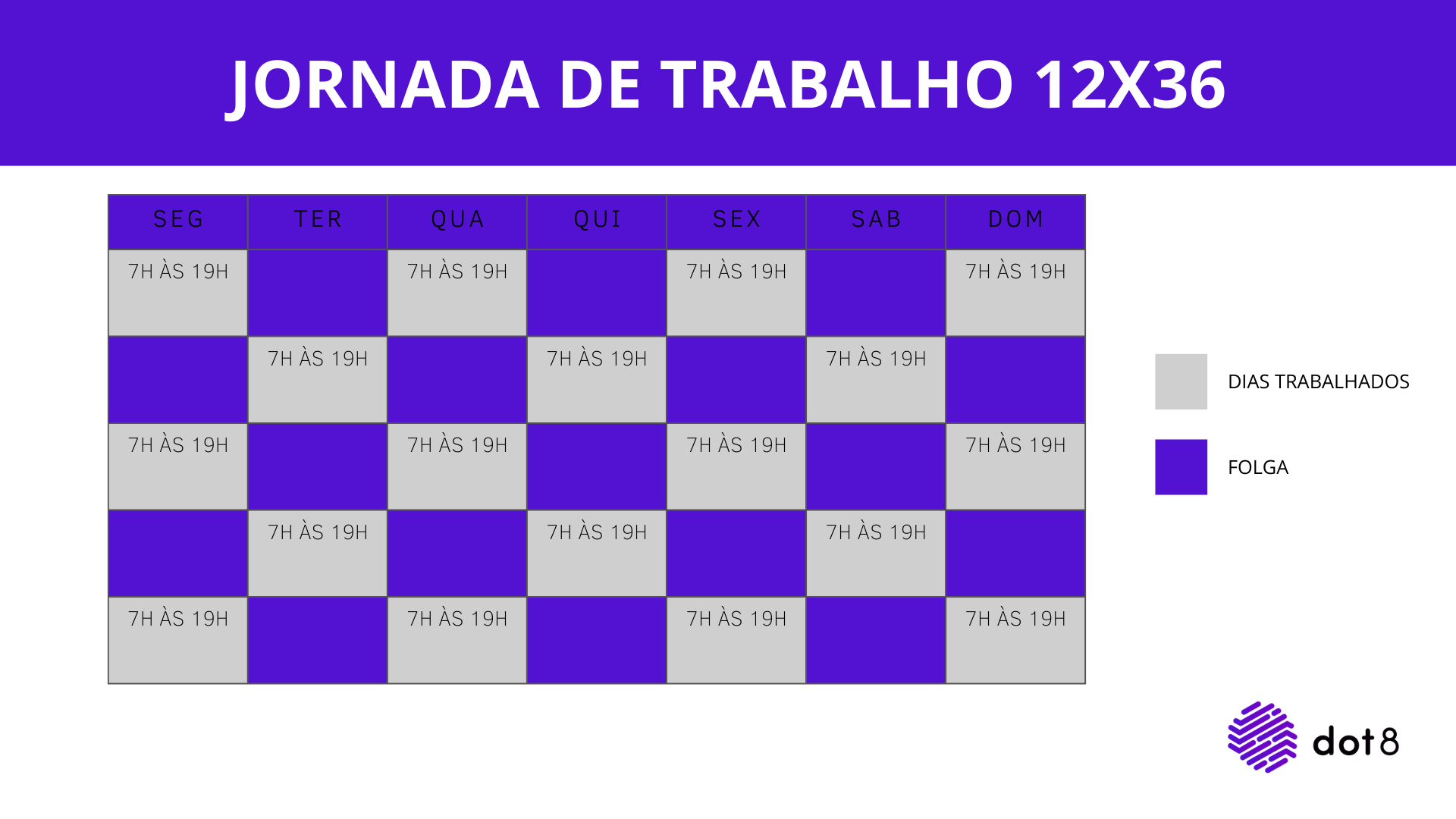 Veja a escala de trabalho 12x36