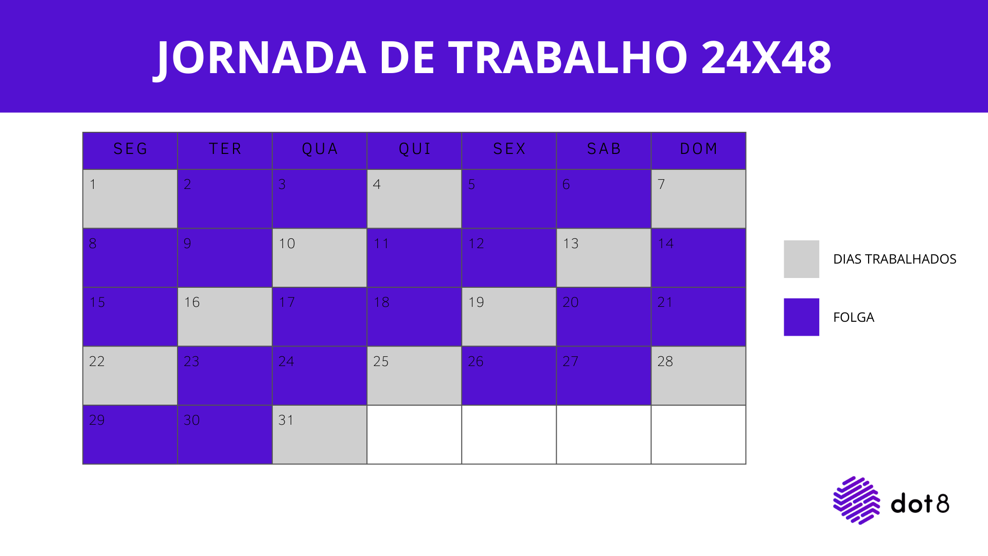 Veja a escala de trabalho 24x48