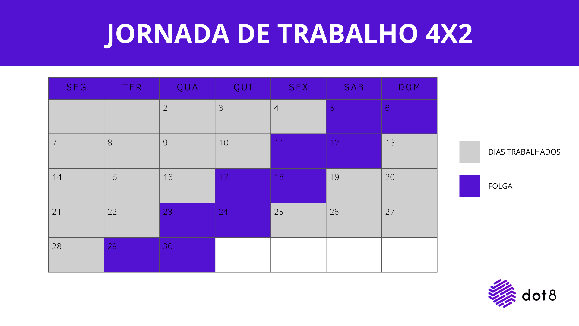 Veja a escala de trabalho 4x2