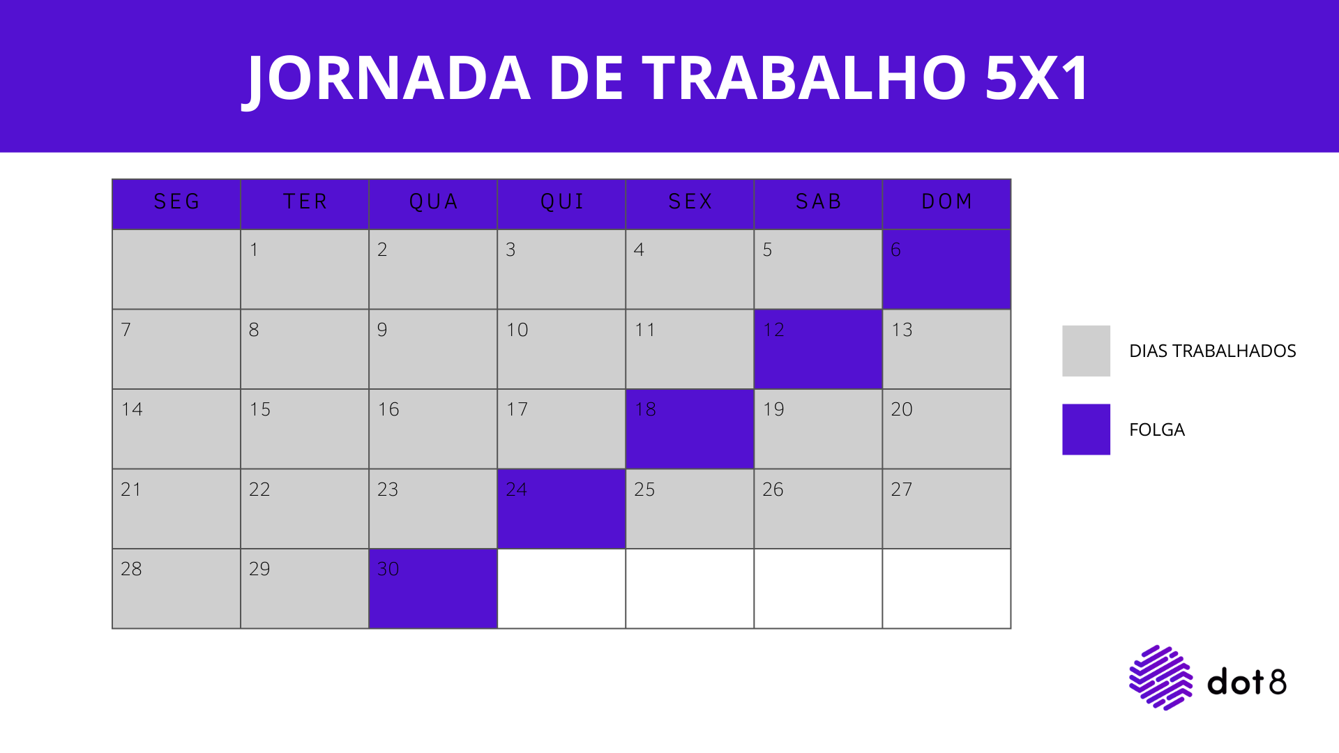 Veja a escala de trabalho 5x1