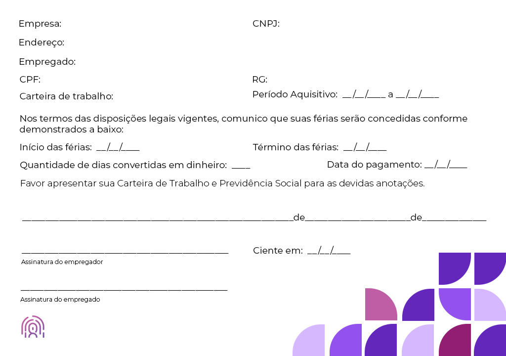 Modelo de aviso de férias: como fazer?