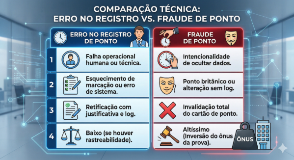 Erro no registro de ponto x fraude de ponto: qual a diferença jurídica?